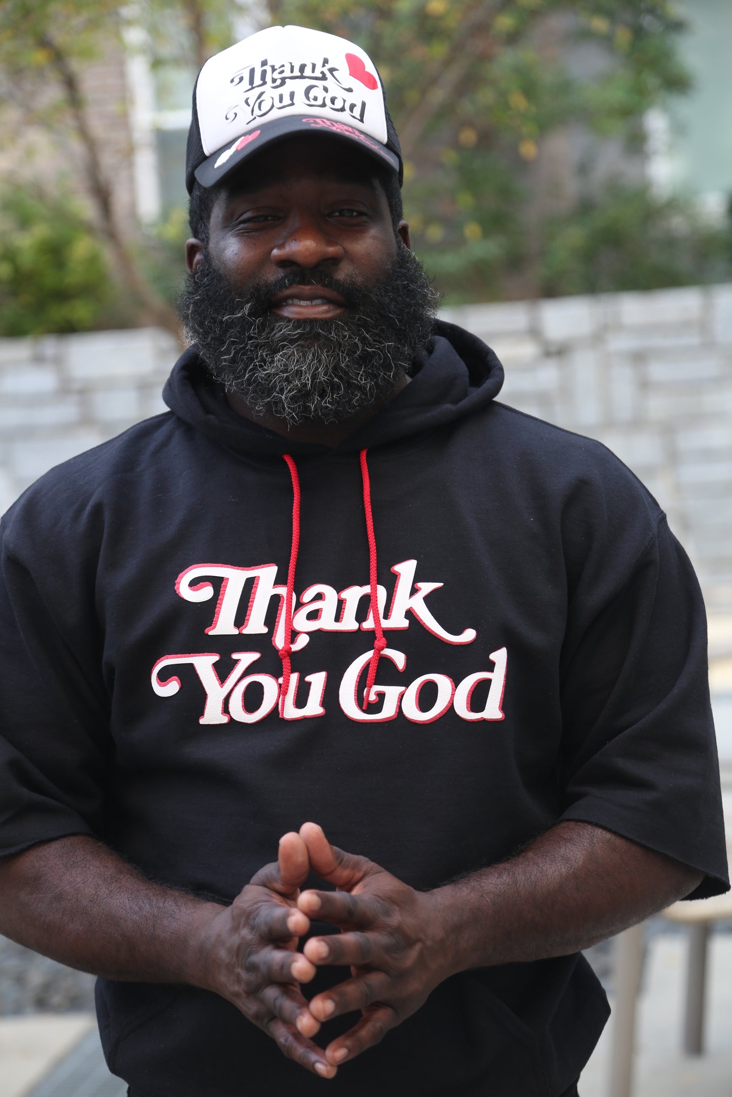 Black and White "Thank You God" Trucker Hat