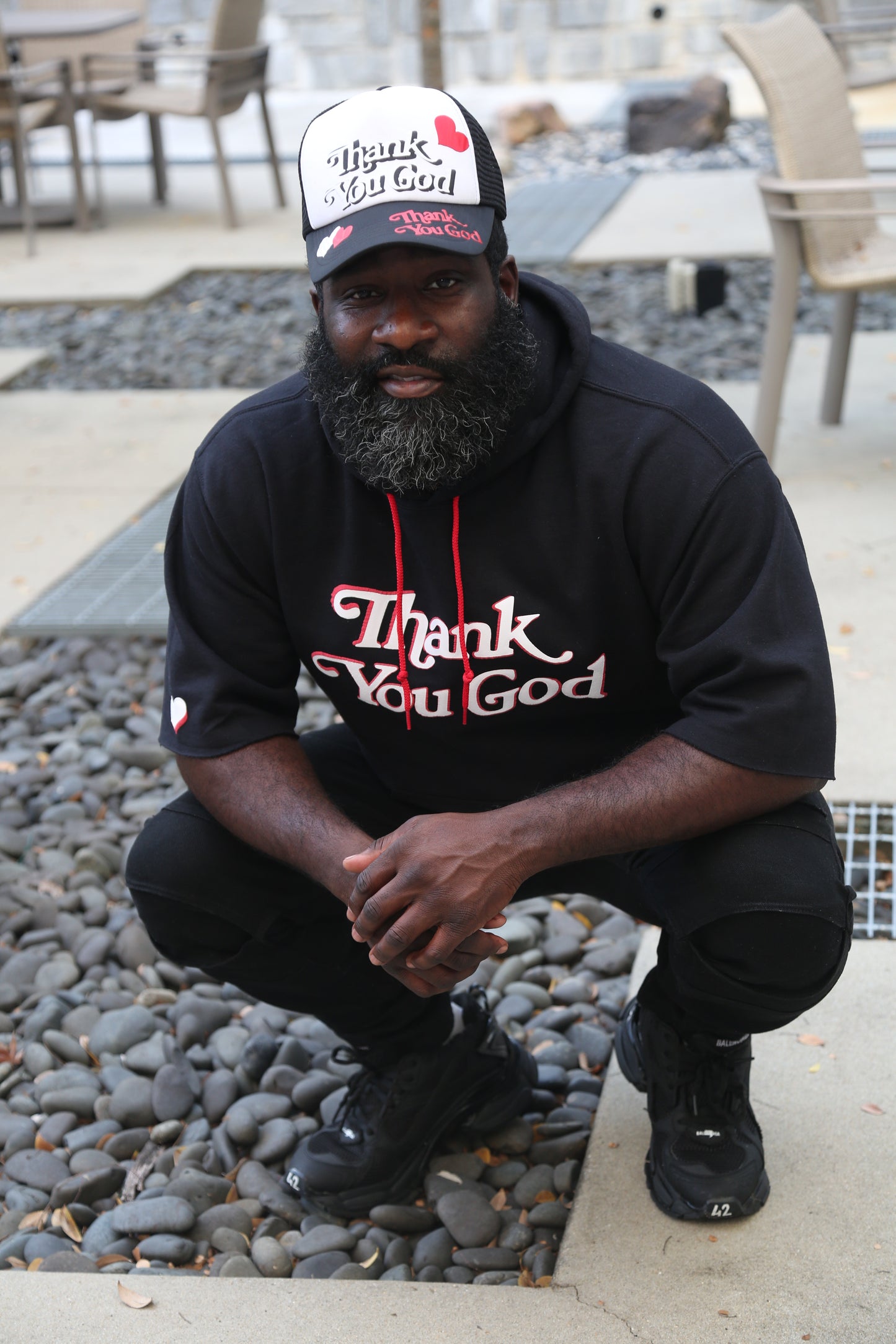 Black and White "Thank You God" Trucker Hat