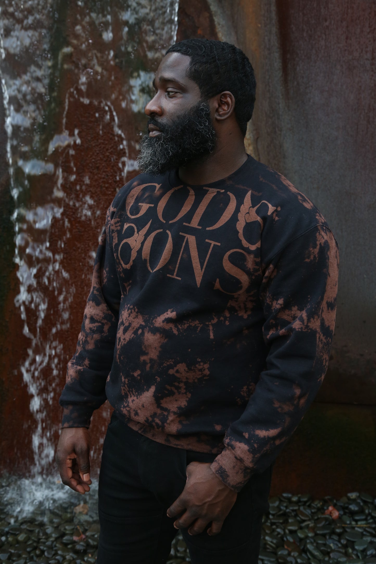 Godssons Distressed Sweatshirt -Black