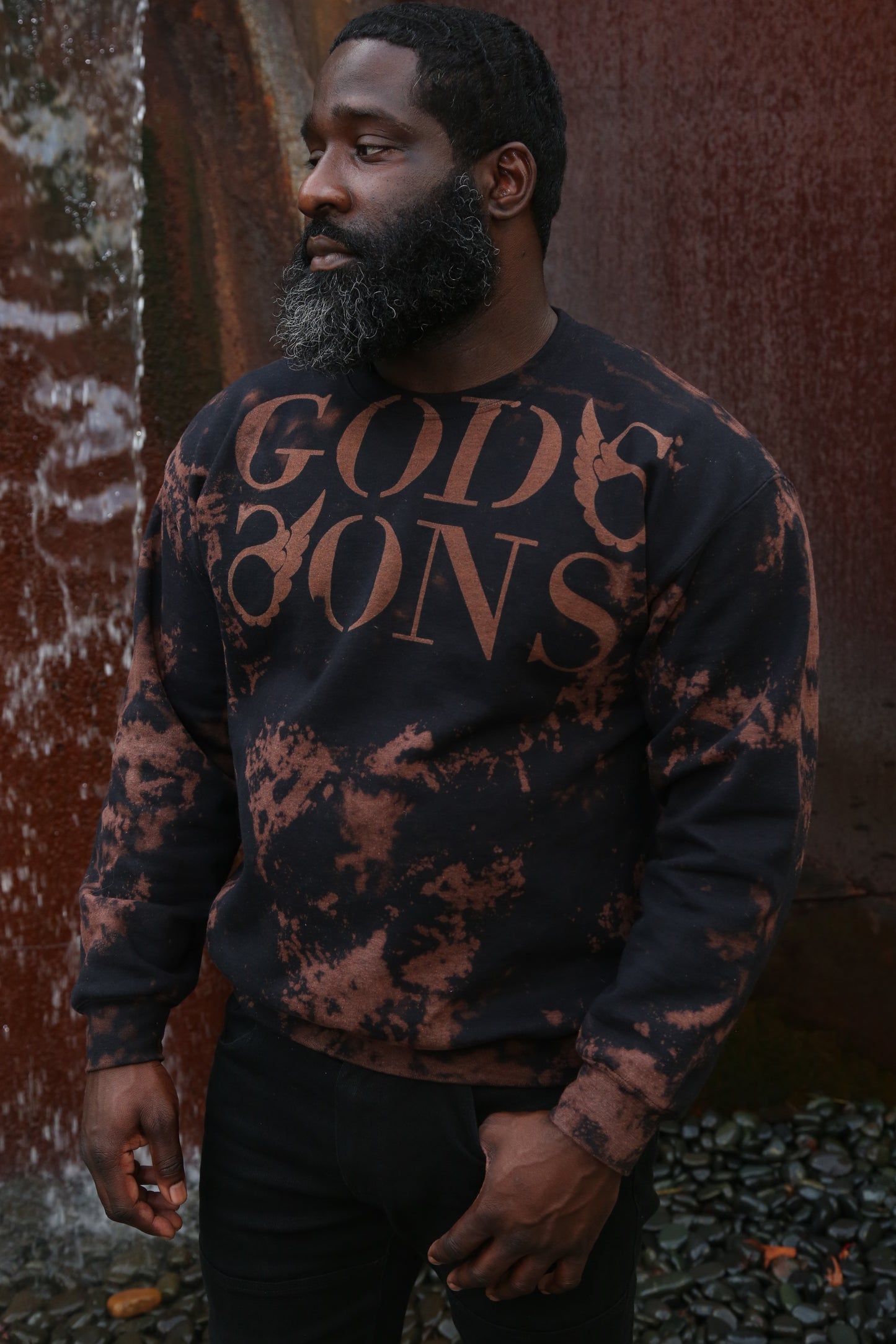 Godssons Distressed Sweatshirt -Black