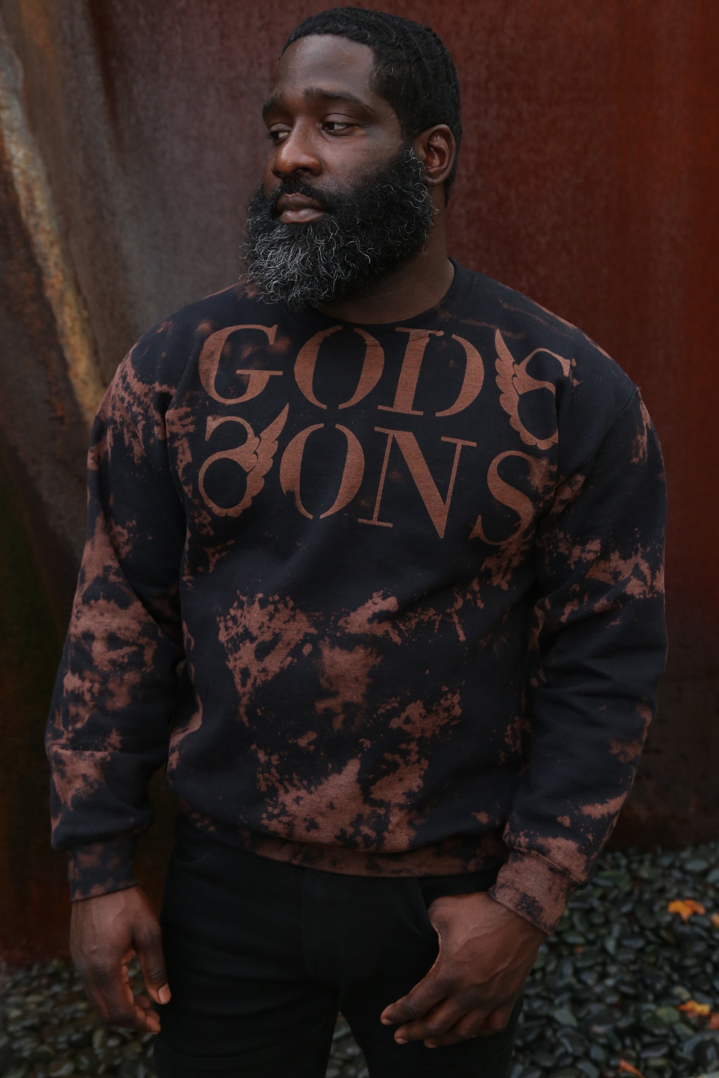 Godssons Distressed Sweatshirt -Black