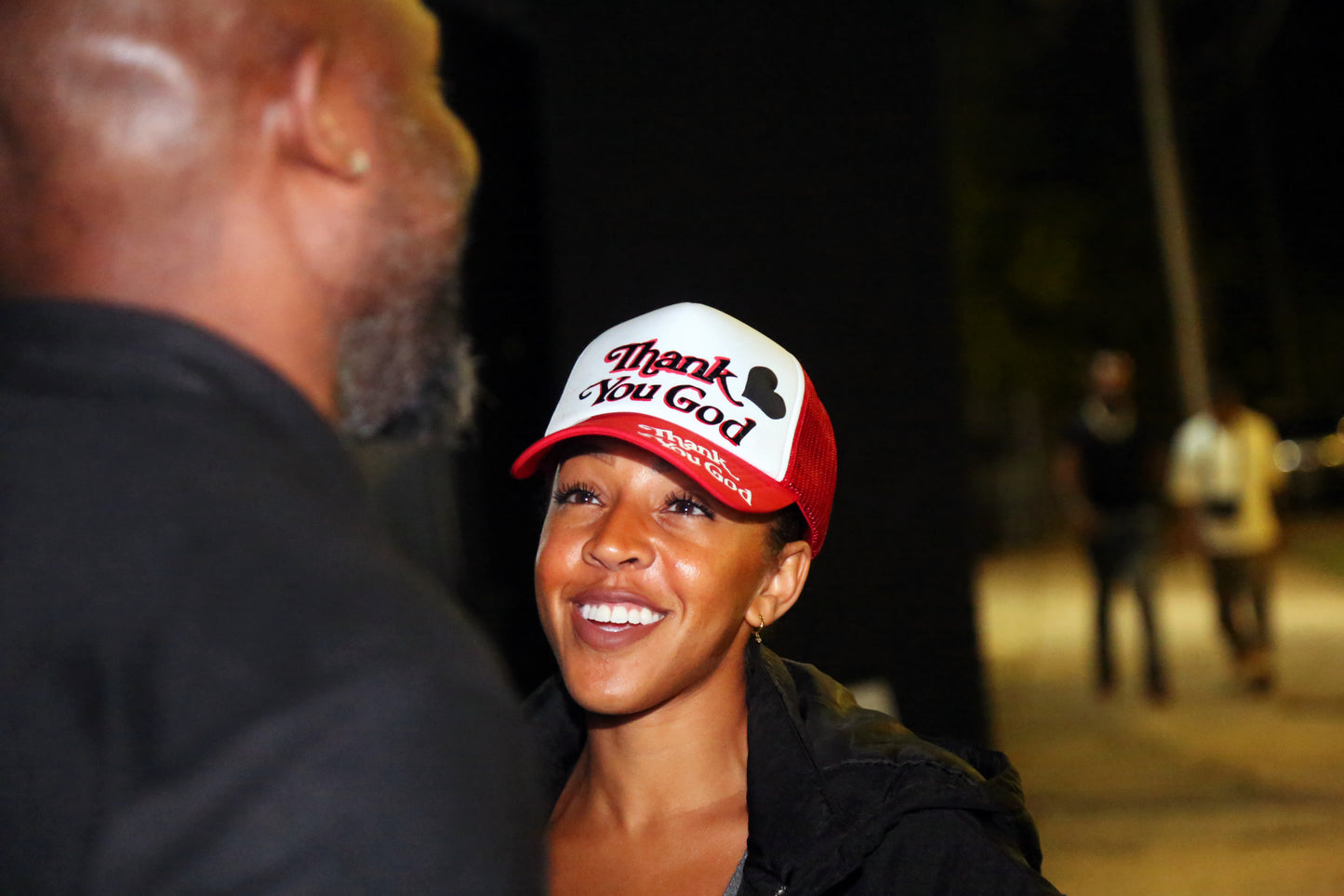 Red and White "Thank You God" Trucker Hat