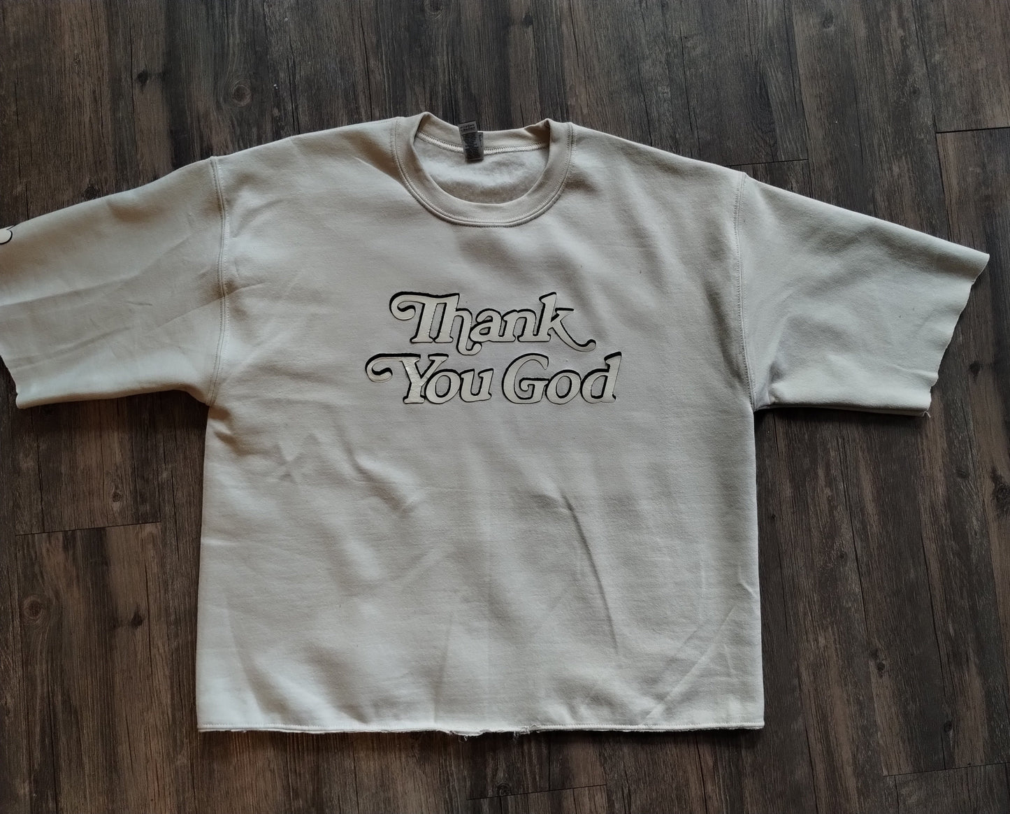 Thank You God Crop Sweatshirt-Cream