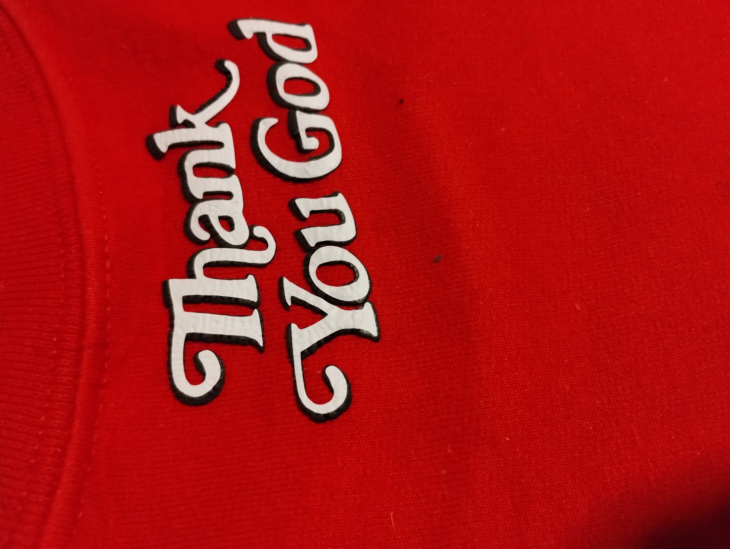 Thank You God Crop Sweatshirt Full -Red