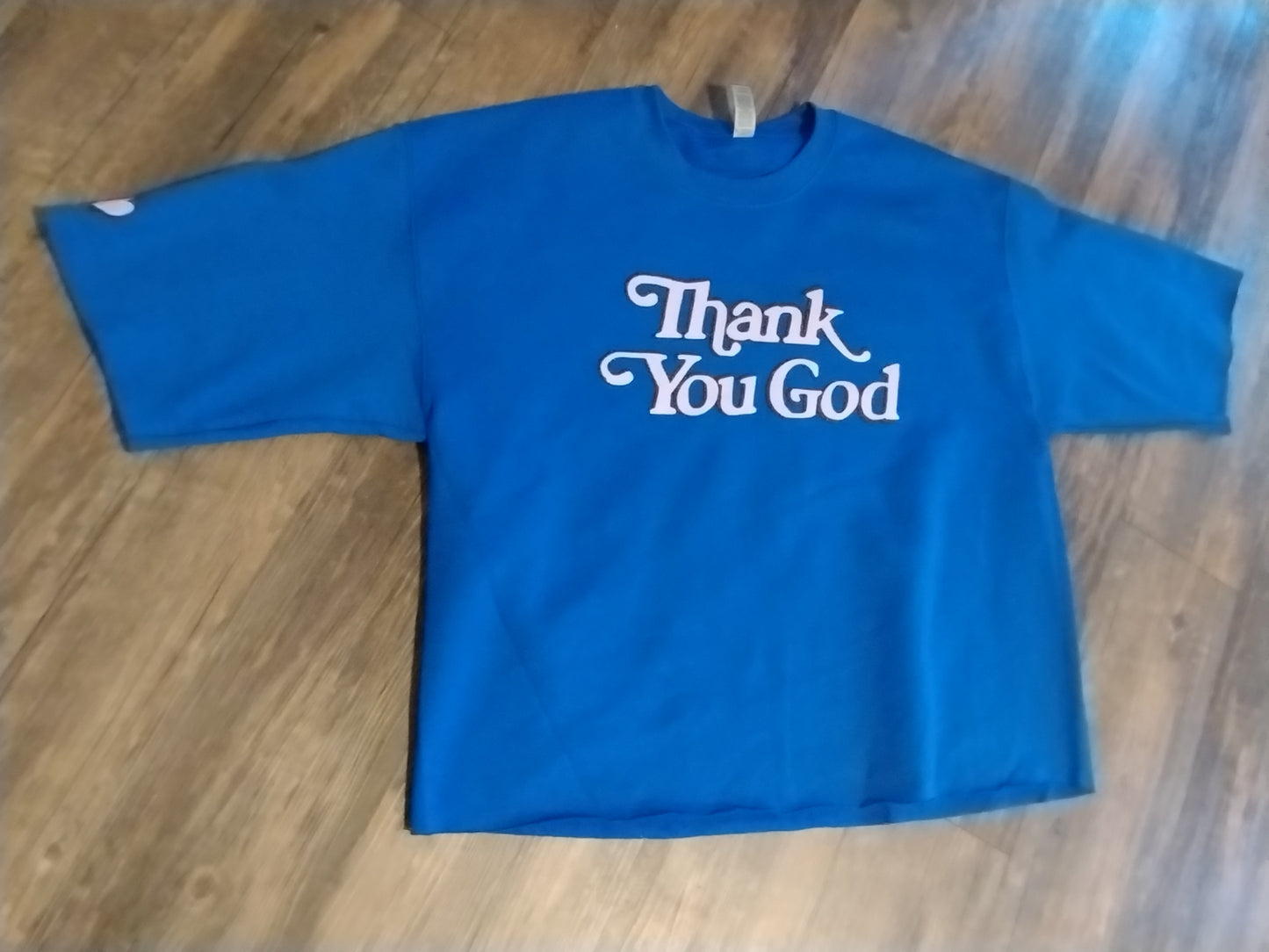 Thank You God Crop Sweatshirt-Blue