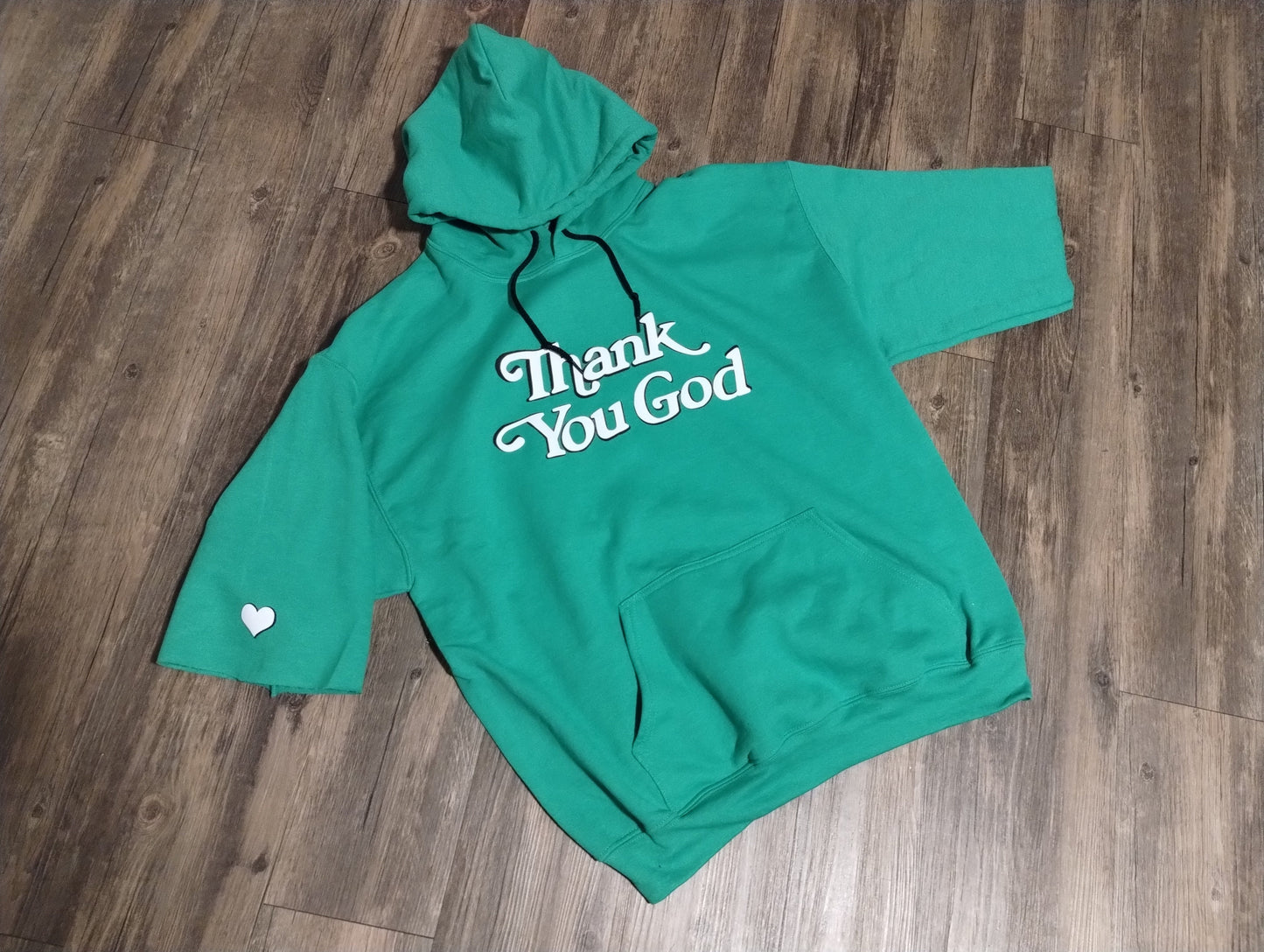 Thank You God Crop Hoodie-Green