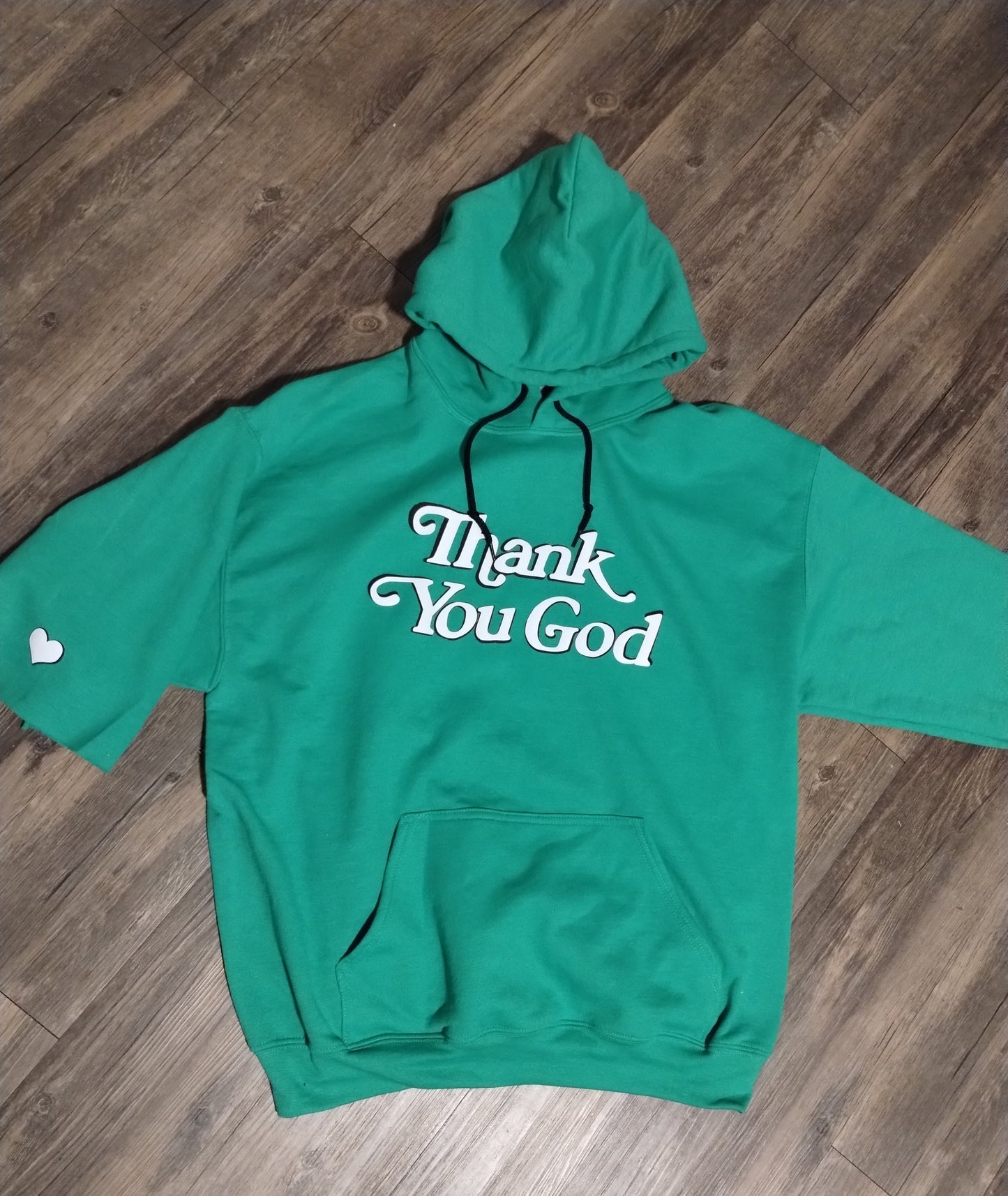 Thank You God Crop Hoodie-Green