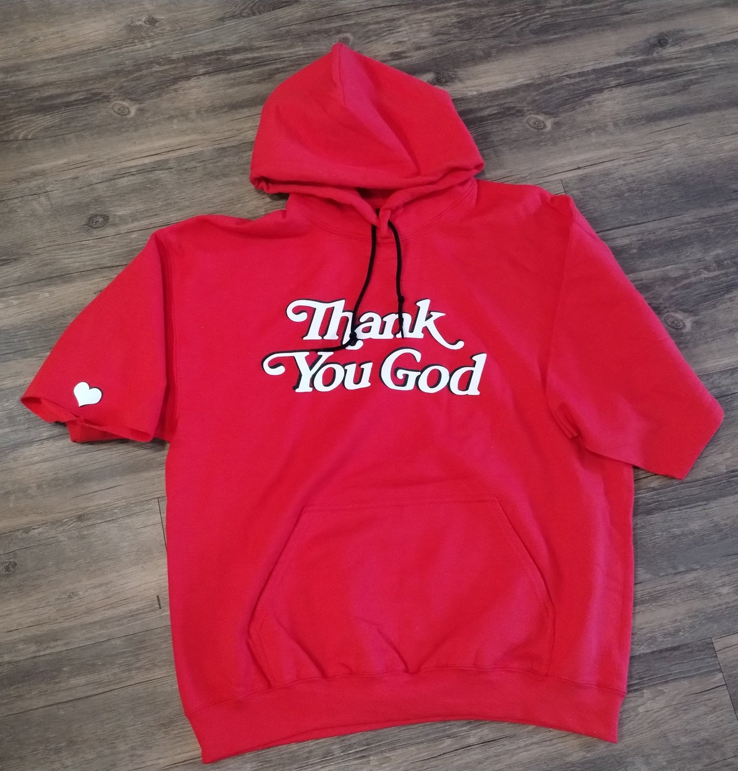 Thank You God Crop Hoodie- Red