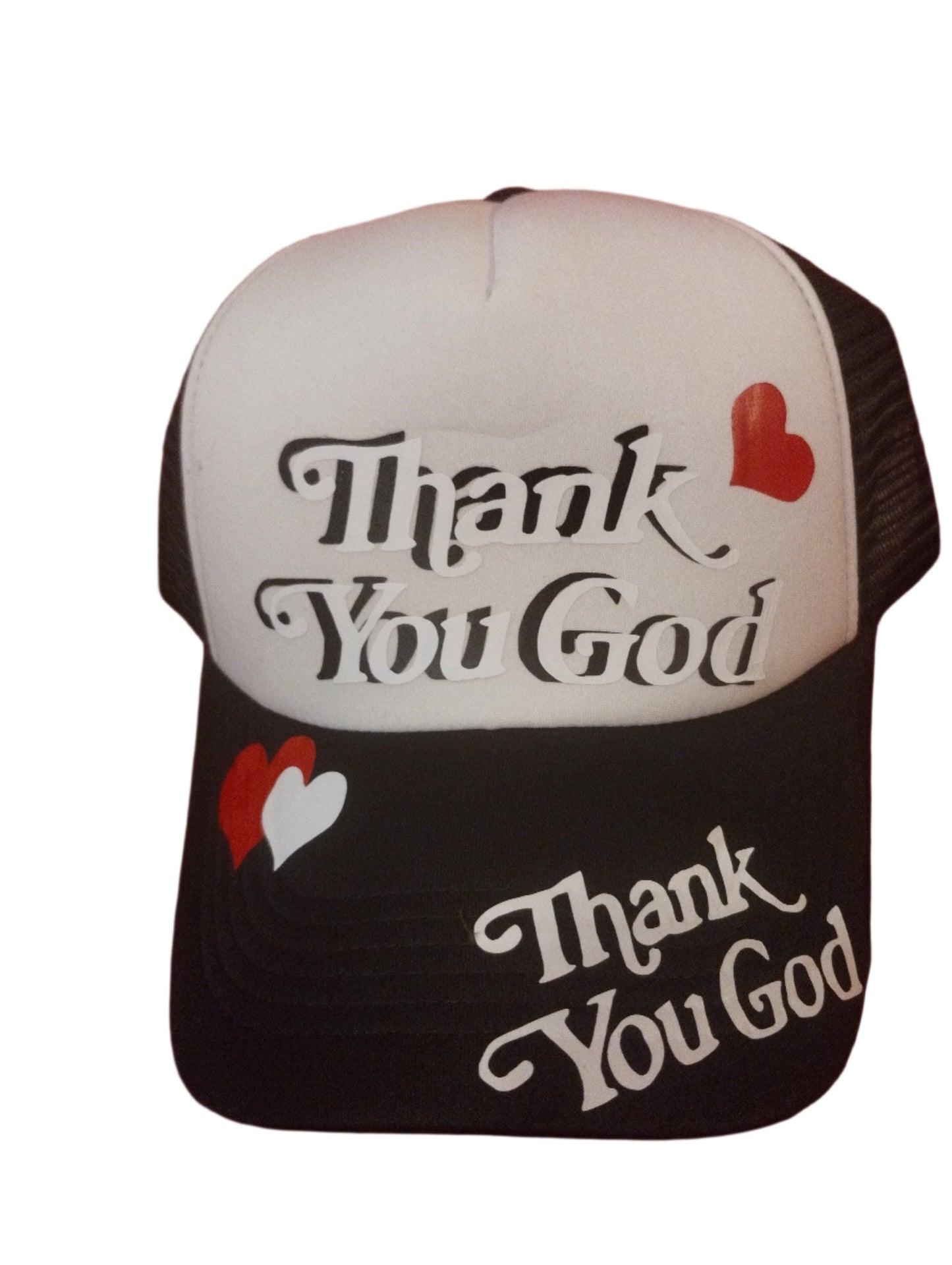 Black and White "Thank You God" Trucker Hat