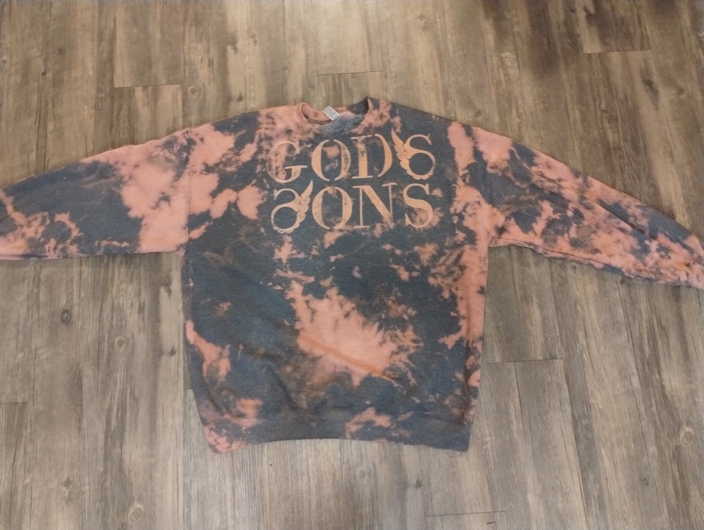 Godssons Distressed Sweatshirt -Gray / Salmon