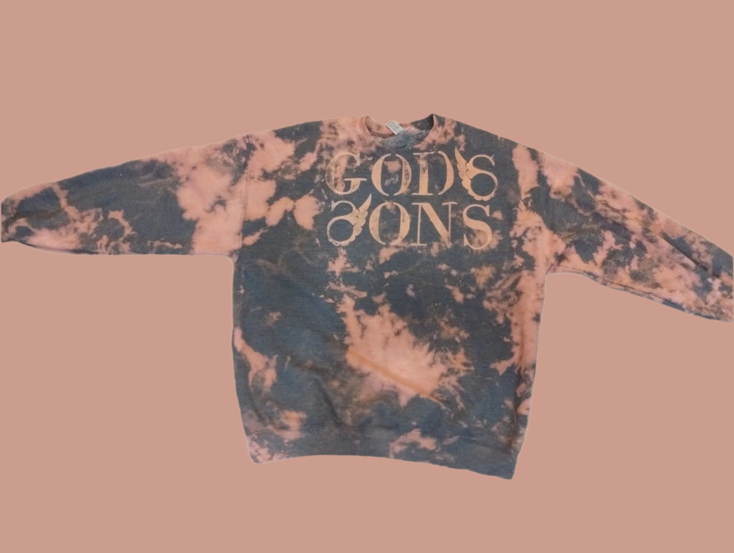 Godssons Distressed Sweatshirt -Gray / Salmon