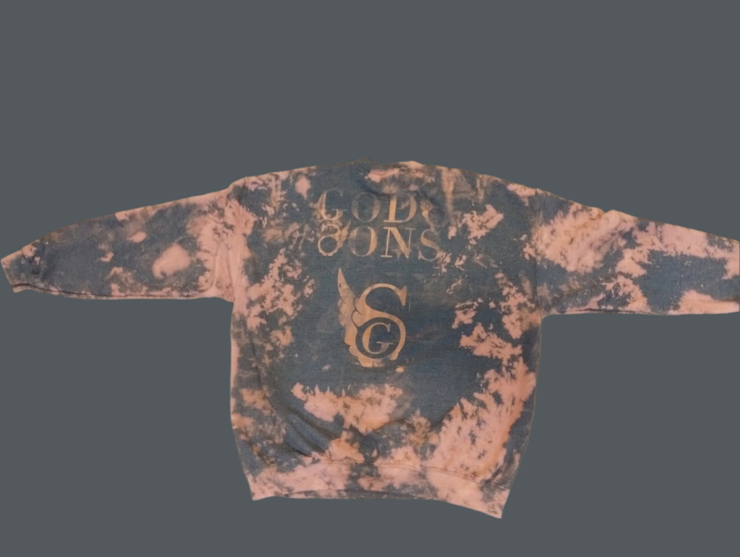 Godssons Distressed Sweatshirt -Gray / Salmon