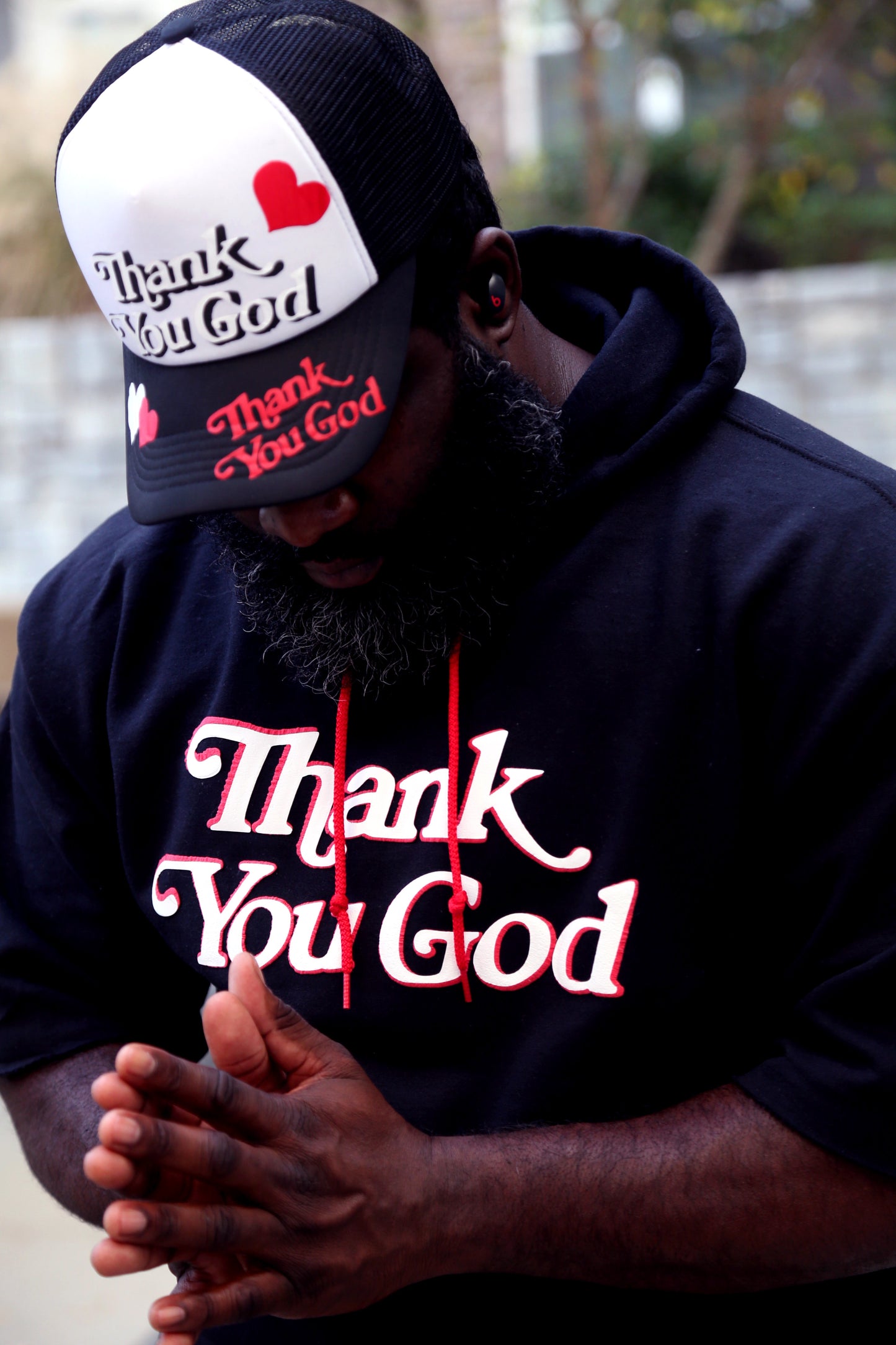 Thank You God Crop Hoodie- BLACK