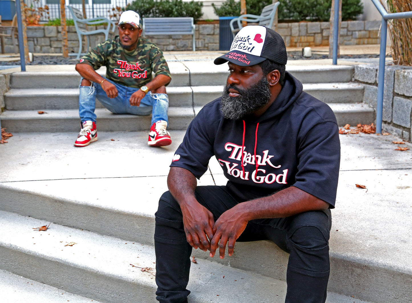 Black and White "Thank You God" Trucker Hat