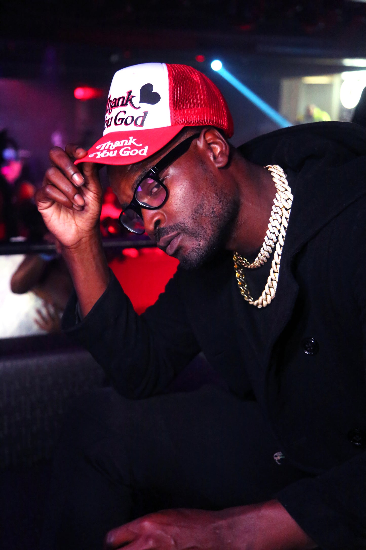 Red and White "Thank You God" Trucker Hat