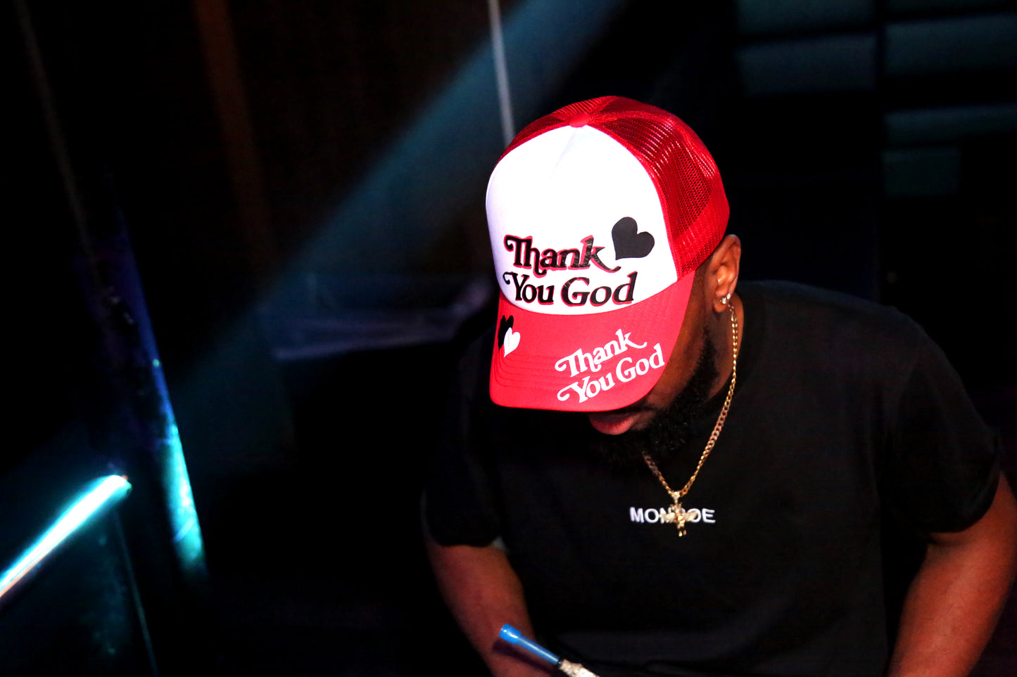 Red and White "Thank You God" Trucker Hat