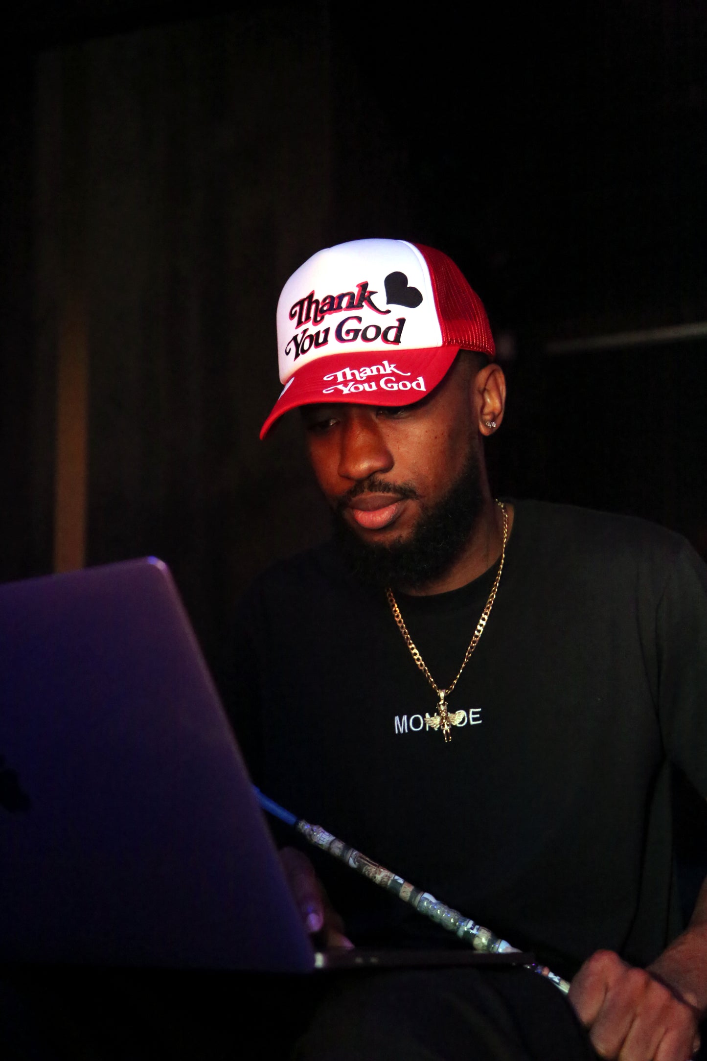 Red and White "Thank You God" Trucker Hat